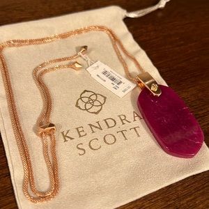 New Kendra Scott Inez Rose Gold Long Pendent in Maroon Jade